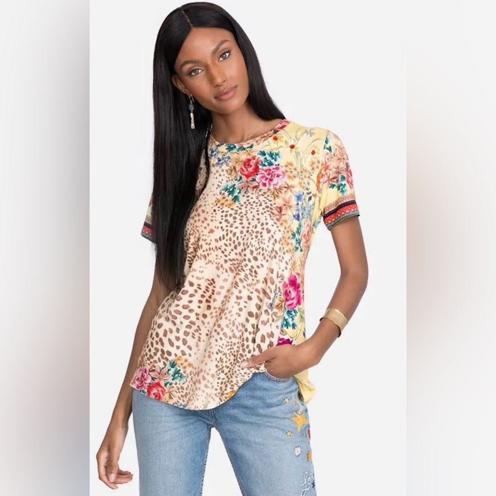 Johnny Was Wildflower Favorite Crewneck Swing Tee S Gem